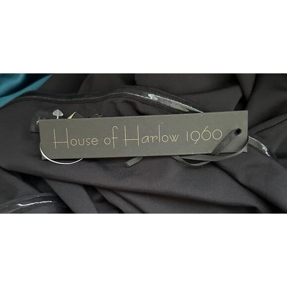 NWT HOUSE OF HARLOW 1960 Strapless Twist Front Jersey Black Midi Dress Size M - Picture 8 of 9